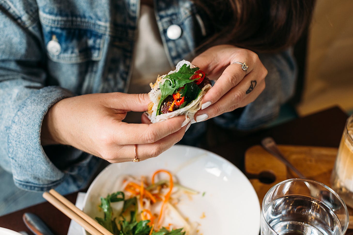 A DIY rice noodle wrap by Hanoi Haven.